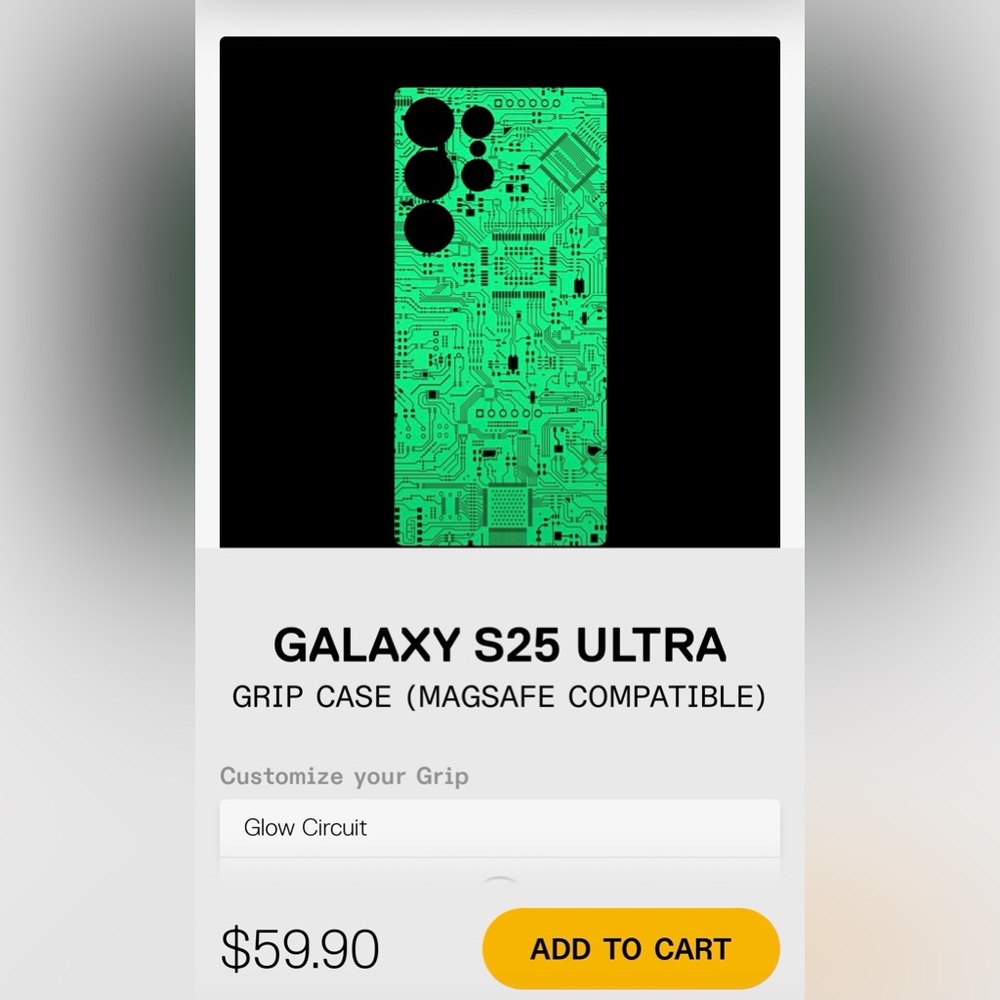 Galaxy S25 Ultra Grip Case - Glow Circuit Design